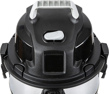 Amazon Basics Wet Dry Shop Vacuum Cleaner, 6 Gallon, 3.5 HP Stainless Steel, with Filter, Grey/Black