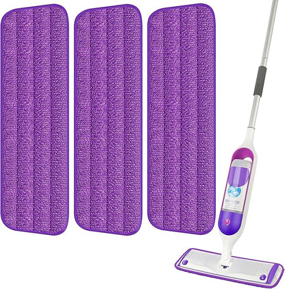 3 Pack Reusable Mop Pads Compatible with Swiffer PowerMop, Wood Floor Pads Microfiber Mop Replacement Refills Machine Washable for All Floor Surfaces