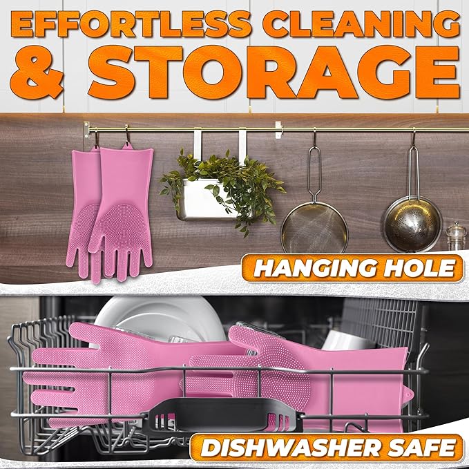 Dog Hair Removal Products – Cat and Dog Shampoo Gloves with 3000 Soft Bristles, 2-in-1 Dog Bath Gloves 11.6", Silicone, Saves Shampoo | Massage, Grooming & Clean Wet or Dry, Every Breed & Coat (Pink)