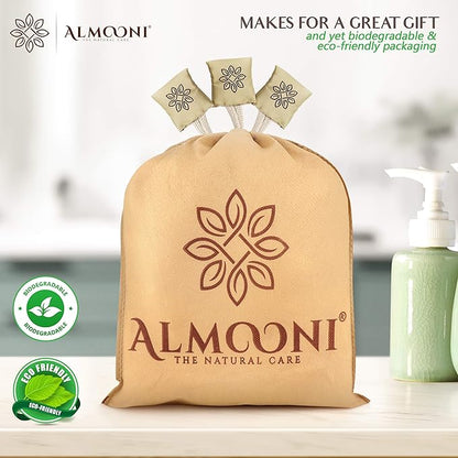 Almooni Egyptian Loofah Exfoliating Body Scrubber, Natural Real Egyptian Shower Loofah Sponge Body Scrubber for Women and Men, for Body and Face that Will Get You Clean - 3 Count (1 Pack)