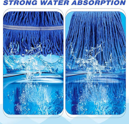 Nuogo 6 Pcs Commercial Mop Head Replacement Floor Cleaning Wet Mop Head Refills Heavy Duty Commercial General Cleaning(Blue)