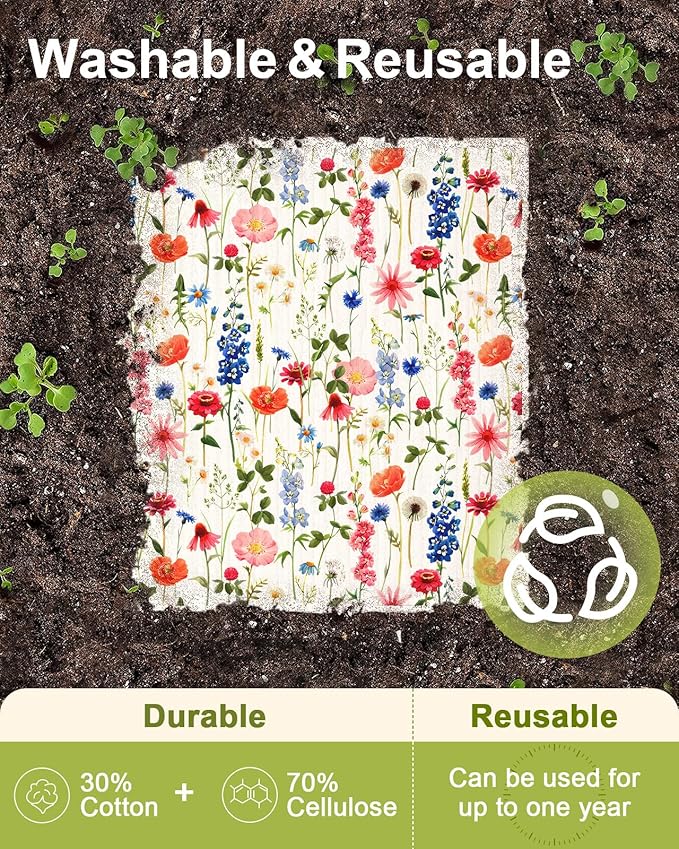 Miss Adola 6 Pack Swedish Dishcloths for Kitchen - Reusable Dish Cloths for Washing Dishes Absorbent Cute Funny Kitchen Towels Cleaning Sponge, Floral Bird