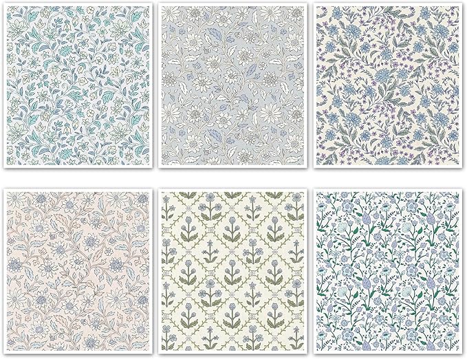 Quera Swedish Dishcloths for Kitchen Blue Botanical Floral Absorbent Cotton Kitchen Dish Towel for Party Home Housewarming Hand Washing Wipes 6.7 x 7.7 Inch, 6Pcs