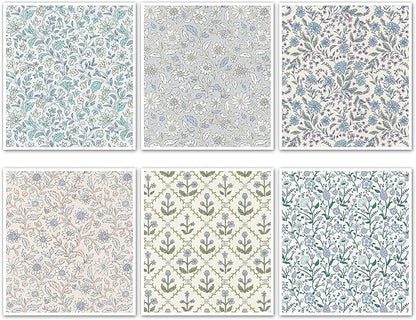 Quera Swedish Dishcloths for Kitchen Blue Botanical Floral Absorbent Cotton Kitchen Dish Towel for Party Home Housewarming Hand Washing Wipes 6.7 x 7.7 Inch, 6Pcs