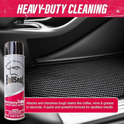RemoovABull Carpet & Upholstery Stain Remover – Fast Acting, Powerful Cleaner for Oil, Grease, Dirt, Coffee, Urine & More – Ideal for Car Interiors, Fabrics, & Carpets – Made in the USA