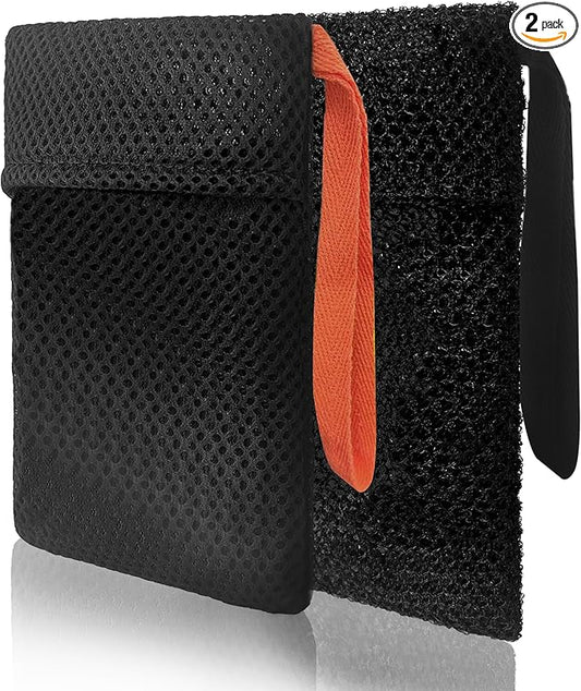 2 Pack Soap Bag Deep and Gentle Exfoliating,Bar Soap Pouch Saver Pocket,Body Scrubber Shower Sponge Bath Loofah (Black)