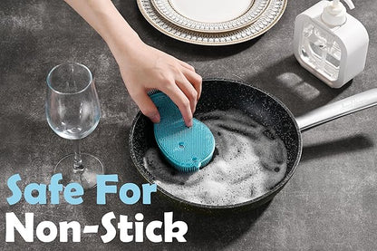 Fox Run Silicone Whale Dish Scrubber, 6" Multipurpose Kitchen Cleaning Brush