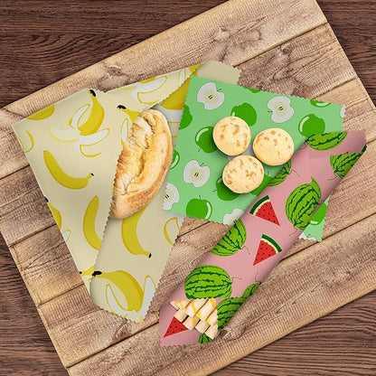 Akeeko Reusable Beeswax Food Wraps - Assorted 12 Pack, Reusable, Plastic-Free Food Storage, Sustainable Gifts, 3 Sizes (6S,4M,2L)