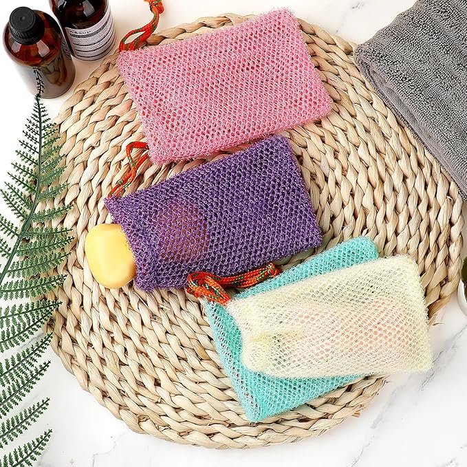 4 Pack Soap Savers for Bar Soap Exfoliating Net Mesh for Shower Holder Mesh Foaming bag for Bath and Shower(4 Colors, 5.5 x 3.5 In)