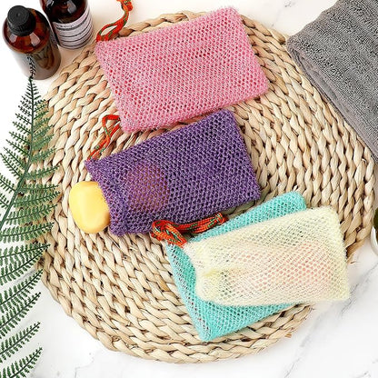 4 Pack Soap Savers for Bar Soap Exfoliating Net Mesh for Shower Holder Mesh Foaming bag for Bath and Shower(4 Colors, 5.5 x 3.5 In)