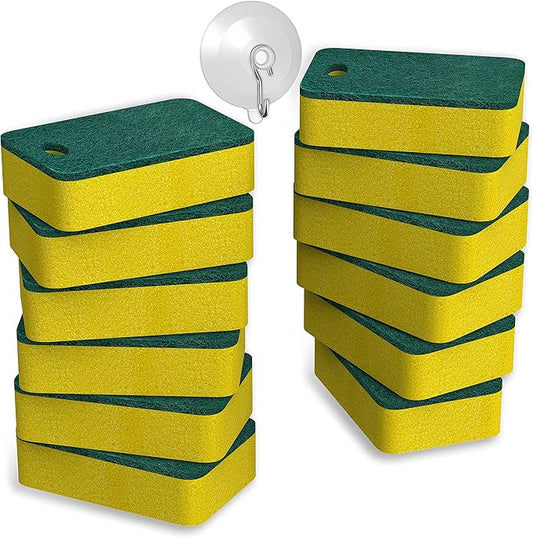 Kitchen Sponges 12 Pack | Dual-Sided Heavy Duty Non-Scratch Scrub | Sponges, Multipurpose Dishwashing & Cleaning Sponges, Highly Absorbent, Quick-Dry, Odor-Free, Dishwasher Safe, Household Cleaning