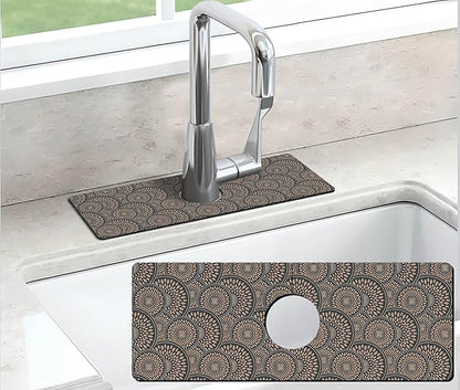 Kitchen Sink Splash Guard Faucet Mat Super Absorbent Fast Drying Mat Sink Gadgets Splash Guard Behind Faucet Drip Catcher for Kitchen (Grey, 15x5.5in)