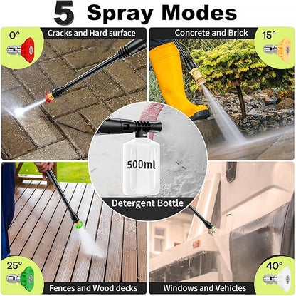 2026NEW Pressure Power Washer 4500PSI with 4 Quick Connect Nozzles, Inlet Hose & Filter, Foam Cannon for Cars/Fences/Driveways/Patios/Home Cleaning, Red