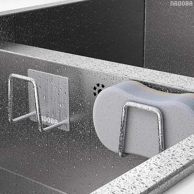 2 Pcs Stainless Steel Sponge Holder for Kitchen Sink - Scrub Holder for Kitchen Sink Sponge Holder Dish Scrubber Holder Kitchen Sponge Holder for Sink - Adhesive Sponge Holder for Kitchen Sink