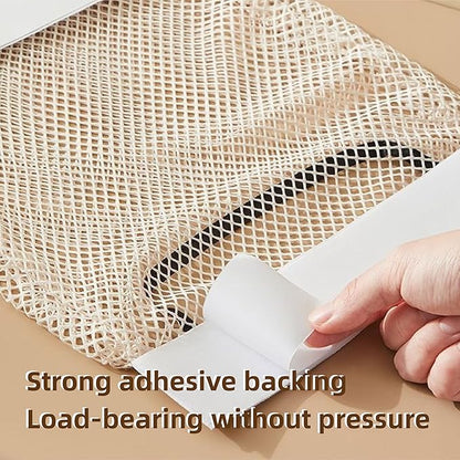 2 Pack Trash Bag Holder Dispenser Sticky Wall Mount Mesh Convenient Storage Organizer for Home Kitchen Grocery Plastic Shopping Garbage Bags Reusable Produce Tote Bag