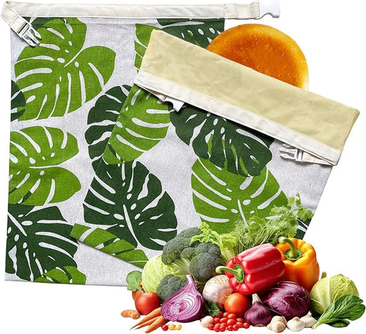 2 Pack Reusable Bread Bags for Homemade Bread - XL Cotton Beeswax Bags, Beeswax Sourdough Bag, Keep Your Loaf Fresh for Days - Easy to Clean Cotton Storage Bag