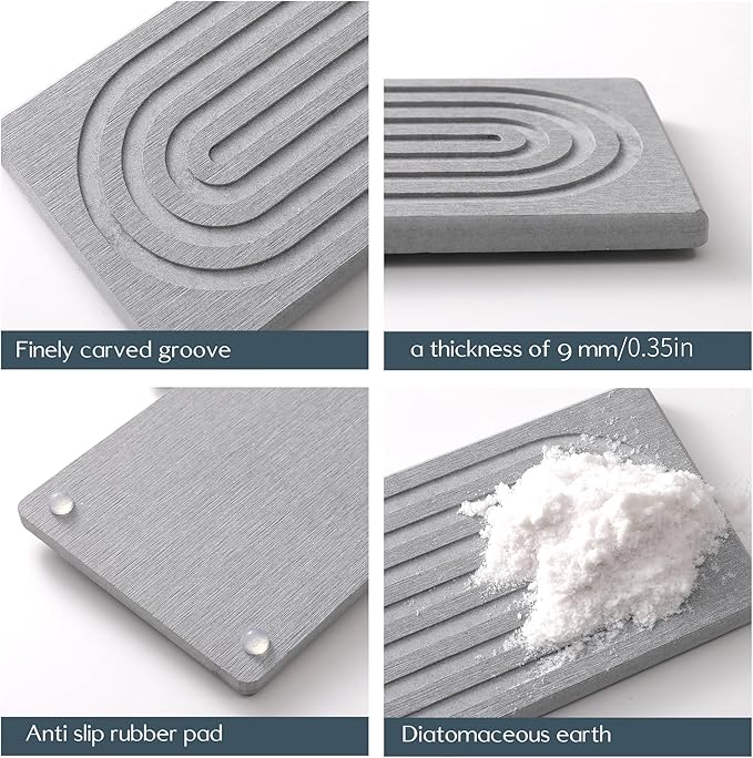 24'' Longer Stone Faucet Mat for Kitchen Sink [Super Absorbent, 30s Quick Drying] Water Absorbing Stone Tray for Sink Stone Mat for Kitchen Sink Stone Quick Dry Around Faucet Diatomite Stone Sink Tray