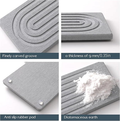 24'' Longer Stone Faucet Mat for Kitchen Sink [Super Absorbent, 30s Quick Drying] Water Absorbing Stone Tray for Sink Stone Mat for Kitchen Sink Stone Quick Dry Around Faucet Diatomite Stone Sink Tray