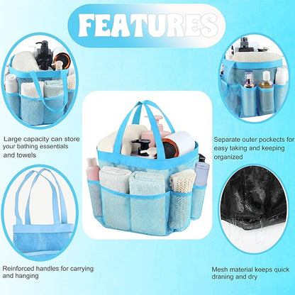 Attmu 2 Pack Mesh Shower Caddy Portable, Quick Dry Hanging Shower Tote Bag for College Dorm Room Essentials, Large Capacity Caddy Dorm for Bathroom Gym Swimming