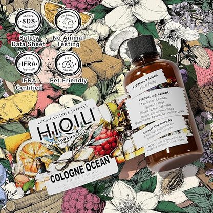 HIQILI Cologne Ocean Fragrance Oil, Sweet Orange & Ocean Scents, for Making Candle, Bath Bombs, Long-Lasting Scents for Home Diffuser - 1 Fl Oz
