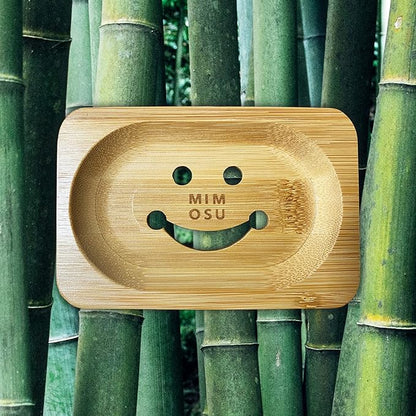 mimosu Bamboo Soap Dish with Drain – Wooden Holder for Shampoo & Soap Bars, Eco-Friendly Bathroom Tray, Zero Waste, Non-Slip Bamboo Soap Saver for Shower & Sink