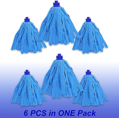 EaseYourDay 6 PCS Blue Microfiber Mop Replacement Compatible with All Standard US Threading Pole &0.8" Diameter Mop Handle