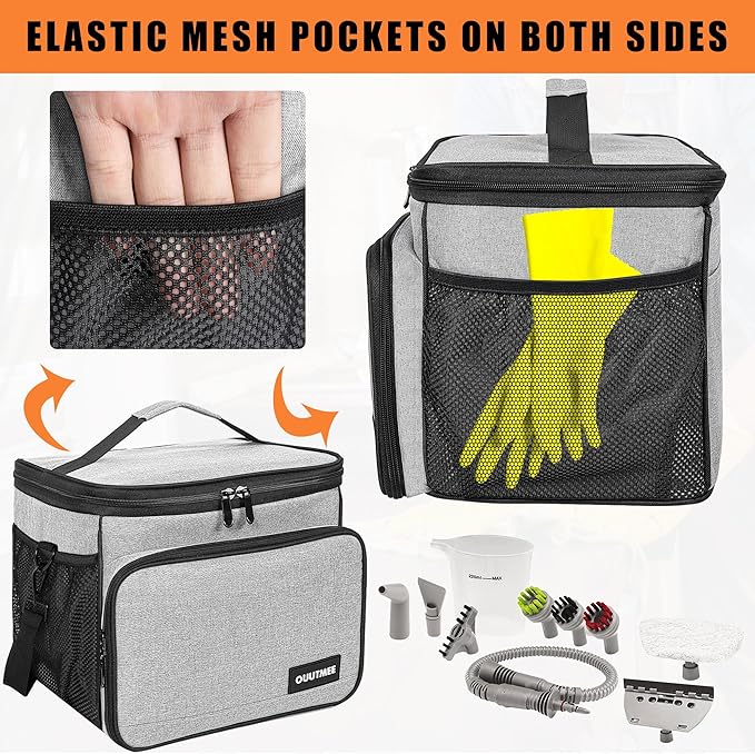 Carry Bag Compatible with Bissell SteamShot Hard Surface Steam Cleaner 39N7V/39N7A, Adjustable Compartments Steam Cleaner Storage Bag Fits for Phueut Pressurized Handheld Steam Cleaner
