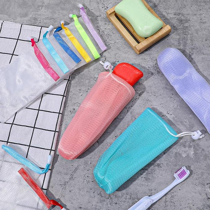 14 Pcs Soap Bags Exfoliating Mesh Soap Pouch Foam Net Soaps Saver Bubble Net Pouch Drawstring Holder Bag for Bath Shower Body Facial Cleaning Tool Multicolor Hangable