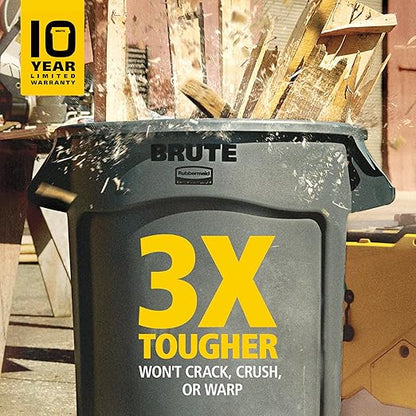 Rubbermaid Commercial Products BRUTE Heavy-Duty Round Trash/Garbage Can, 20-Gallon, Blue, for Landscapers/Construction Sites/Restaurants/Back of House/Offices/Warehouses/Commercial Environments