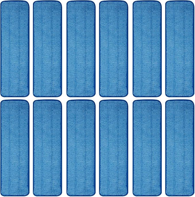 12 Pack of 18 inch Microfiber Pad Universal for Commercial/Industrial/Professional use. Fits 16-18 Inch Heads Heavy Duty Wet & Dry Cleaning Reusable Refills Fit for Most Flat Mops