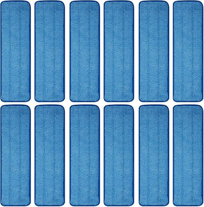 12 Pack of 18 inch Microfiber Pad Universal for Commercial/Industrial/Professional use. Fits 16-18 Inch Heads Heavy Duty Wet & Dry Cleaning Reusable Refills Fit for Most Flat Mops