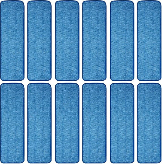 12 Pack of 18 inch Microfiber Pad Universal for Commercial/Industrial/Professional use. Fits 16-18 Inch Heads Heavy Duty Wet & Dry Cleaning Reusable Refills Fit for Most Flat Mops