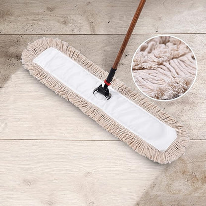 Matthew Cleaning 36'' Cotton Dust Mop Refill Washable Thick Tufted Replacement Heads for Residential & Commercial Use Fit All 36'' Dust Mop Frames, Hardwood, Laminate, Concrete Floors 12 Pack