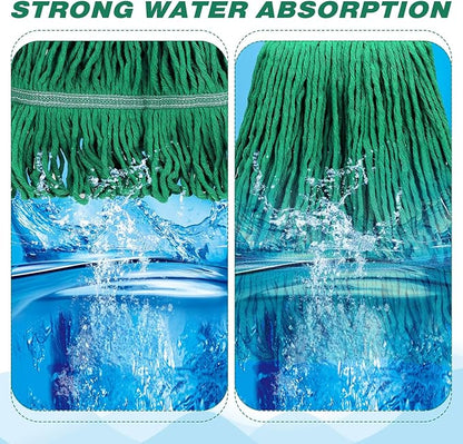 Nuogo 6 Pcs Commercial Mop Head Replacement Floor Cleaning Wet Mop Head Refills Heavy Duty Commercial General Cleaning(Green)
