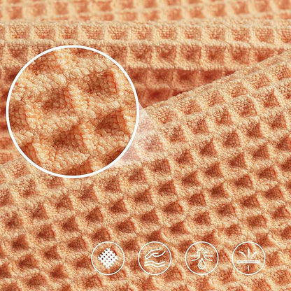 POLYTE 430 GSM Microfiber Oversize Quick Dry Lint Free Bath Towel, 60 x 30 in, 4 Pack (Waffle Weave)
