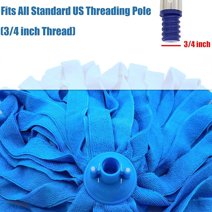 EaseYourDay Microfiber Cloth String Mop Head Refill, Loop End Screw On Mop Head Compatible with All Standard US Threading Pole (Acme 3/4 inch Thread) (1)