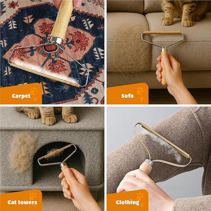 Pet Hair Remover – Multi Fabric Edge Carpet Rake Scraper with Rust-Resistant Copper Blade – Cat and Dog Hair Remover for Couch, Rugs, Car & Furniture (1 Pack)