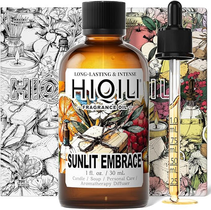 HIQILI Sunlit Embrace Fragrance Oil for Diffuser, Candle, Soap & Perfume Making, Floral-Woody Scent, Long Lasting Aroma - 1 Fl Oz
