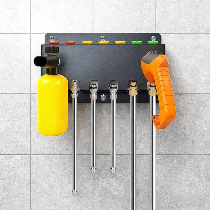 Pressure Washer Gun Holder, Foam Cannon Holder, Wall Mount Car Wash Accessories Storage Rack, Tool Storage Rack for Pressure Washer Gun, Foam Cannon (C-PWGH-F)