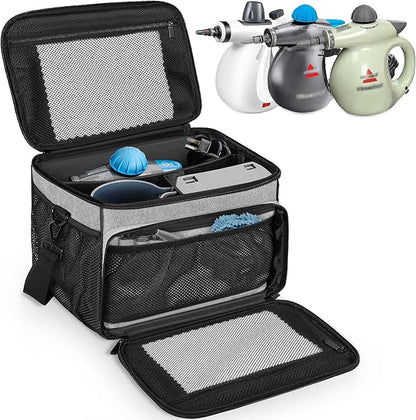 Carry Bag Compatible with Bissell SteamShot Hard Surface Steam Cleaner 39N7V/39N7A, Adjustable Compartments Steam Cleaner Storage Bag Fits for Phueut Pressurized Handheld Steam Cleaner