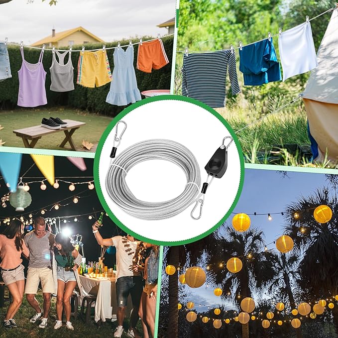Windspeed 25Ft Retractable Clothesline Outdoor Heavy Duty Travel Clothesline Retractable Clothes Line for Outside Travel Camping Clothes Line, Galvanized Steel Material, with 10 Clips, Storage Bag