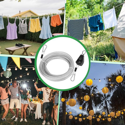 Windspeed 25Ft Retractable Clothesline Outdoor Heavy Duty Travel Clothesline Retractable Clothes Line for Outside Travel Camping Clothes Line, Galvanized Steel Material, with 10 Clips, Storage Bag