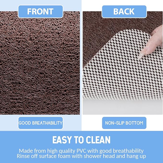 Hargiis Non-Slip Bathtub Mat, Anti Slip Shower Mat, Fast Drying Bathtub Mats, Foot Scrubber Mat, Anti Slip Mat for Tub, Floor, Bathroom, Kitchen, Home, Hotel (Brown 40"×28")