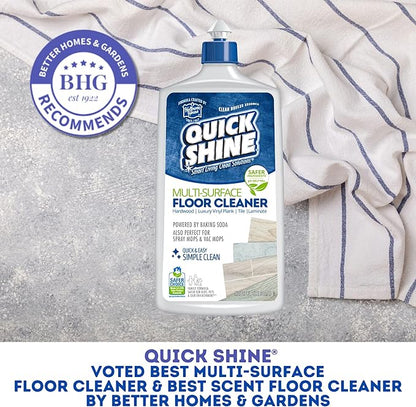 Quick Shine Multi Surface Floor Cleaner 27oz, 6Pk | Ready to Use-Streak Free- No Rinse | Use on Hardwood, Laminate, Luxury Vinyl Plank & Stone | Use in Spray Mops & Vac Mops | Safer Choice Cleaner