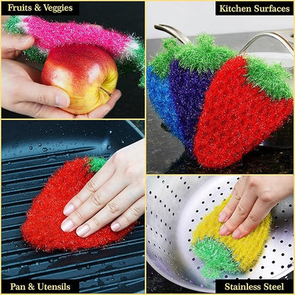 Dish Scrubbie Non-Scratch Dish Scrubber-Long Lasting & Odorless, Safe on Non-Stick, Cast Iron, Glass and Other Surfaces, Reusable Kitchen Sponge Alternative for Kitchen, Bathroom & Floors (Pack of 5)