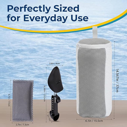 Shoe Washing Machine Bag with Shoe Trees and Deodorizer Bags, 2 Pcs Cylindrical Sneaker Laundry Bag for Washer and Dryer, 360 Deep Cleaning Shoe Washing Bag with Zipper, All Shoe Sizes, White
