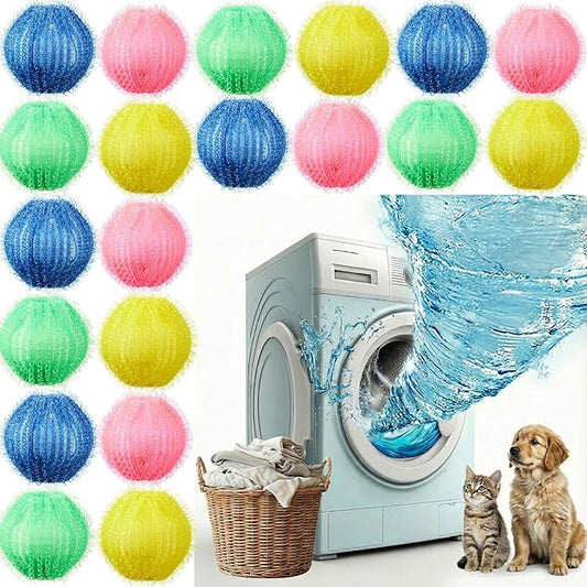 24 Pcs Pet Hair Remover for Laundry Catcher Balls Reusable Lint for Washing Machine Effective Cat Dog Laundry Pet Hair Catcher for Clothes Sheets Towels Blankets(Multicolor)
