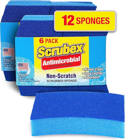 Non-Scratch Odor Resistant Scrub Sponge, Multi-Purpose Sponge for Kitchen and Household, Safe for Non-Stick Cookware (12 sponges)