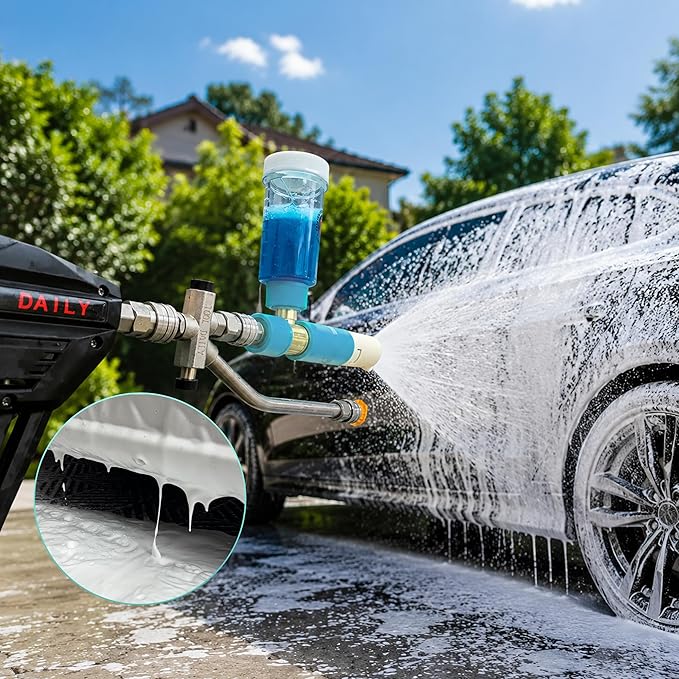 Tool Daily Foam Cannon with Dual Connector Accessory, Mini Foam Cannon for Pressure Washer, 5 Power Washer Nozzle Tips, 1/4" Quick Connect
