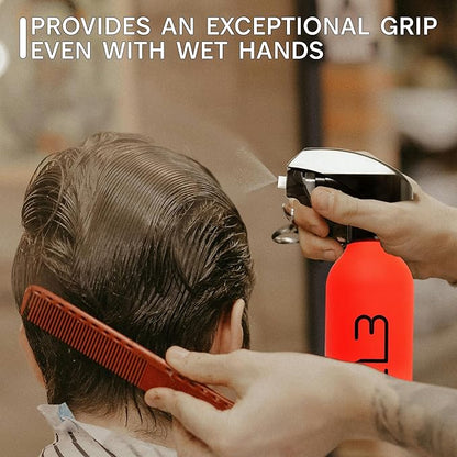L3 Level 3 Rubberized Spray Bottle - Precise Action Mist Bottle for Effortless Hair Styling - Rubber Grip for Total Control